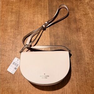 kate spade Cream Pebbled Leather Saddle Crossbody Bag
